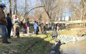 people workong on streambank repair